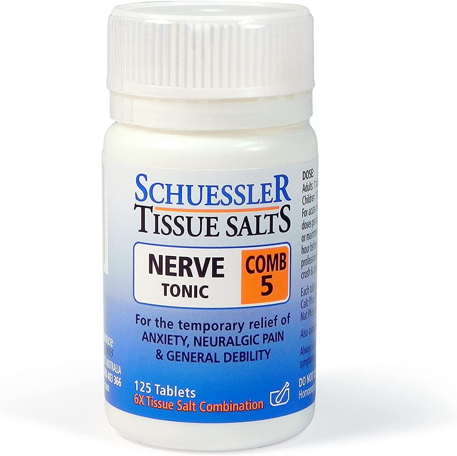 Schuessler Tissue Salts 125 Tablets – Comb 5 – Nerve Tonic