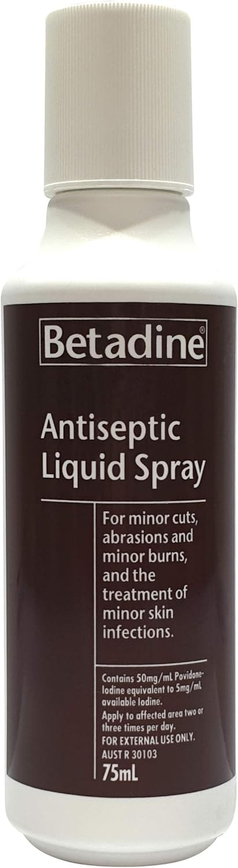 Betadine Antiseptic Liquid Spray, Treatment for Minor Cuts and Abrasions, Treatment for Minor Skin Infections, 75Ml