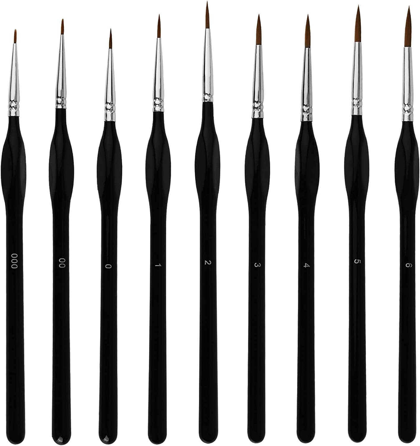 9 Pieces Fine Detail Paint Brush Miniature Painting Brushes Kit Mini Paints Brush Set for Acrylic, Watercolor, Oil, Face, Nail, Scale Model Painting, Line Drawing – Black