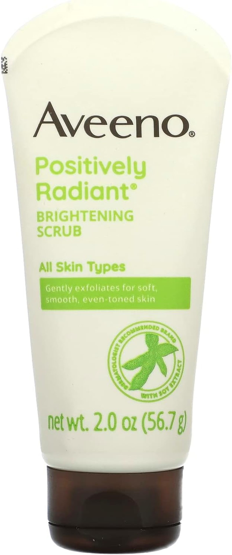 Aveeno Positively Radiant Skin Brightening Exfoliating Daily Facial Scrub with Moisture-Rich Soy Extract, Jojoba & Castor Oils, Soap-Free, Hypoallergenic & Non-Comedogenic Face Cleanser, 60Ml