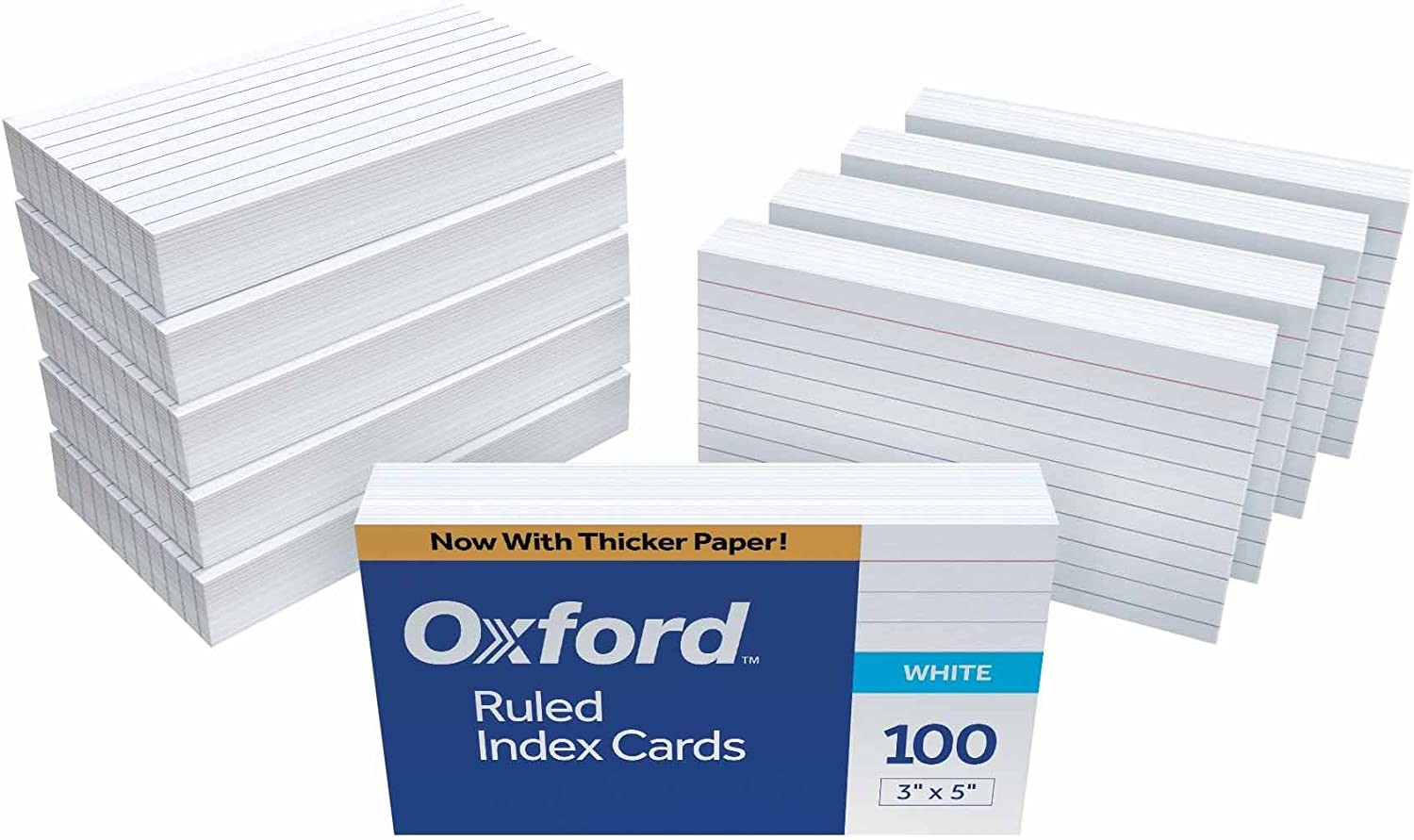 Oxford Ruled Index Cards, 3″ X 5″, White, 10 Packs of 100 (31EE)