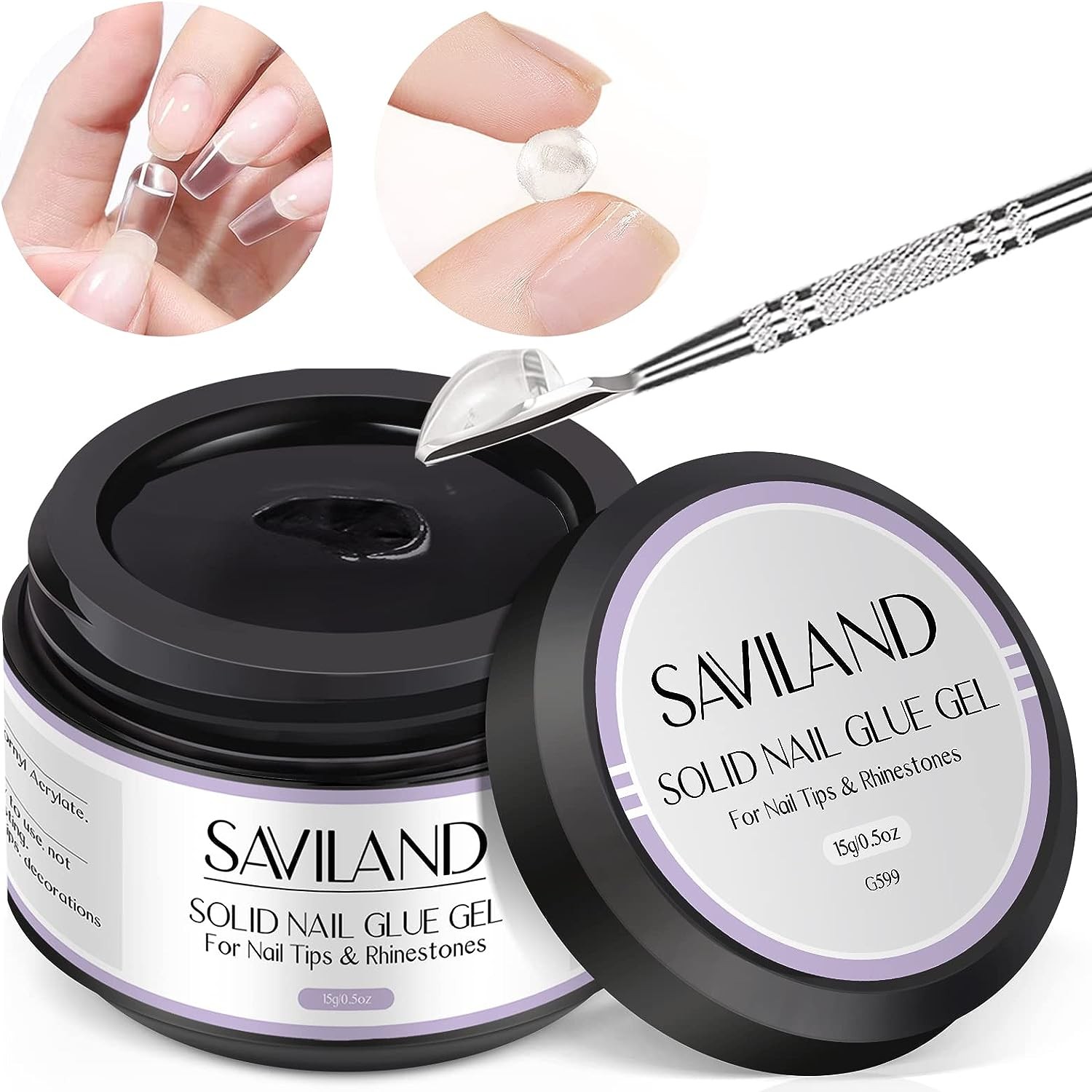 Saviland Strong Nail Glue Gel – 15ML Professional Gel Nail Glue for Acrylic Nails Nail Glue for Press on Nails Nail Glue for Nail Tips, Long Lasting U V Nail Glue Gel for Nails (Curing Needed)