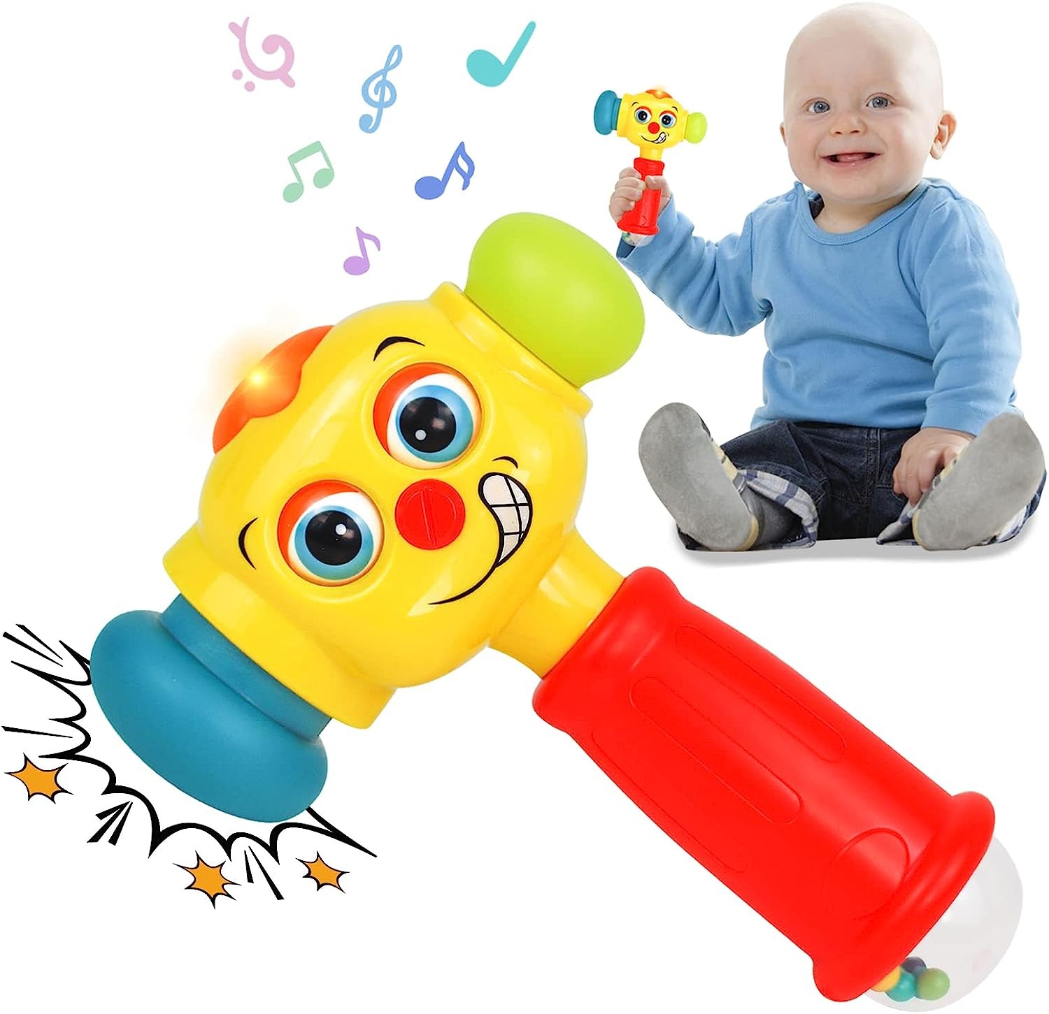 YOLOMOON Toys for 1 Year Old Boys Girls Gifts, Hammer Toys with Music Sound & Light, Baby Toys 6-12-18 Months, Infant Musical Pounding Toy for Toddlers 1-3 Christmas Birthday Gifts