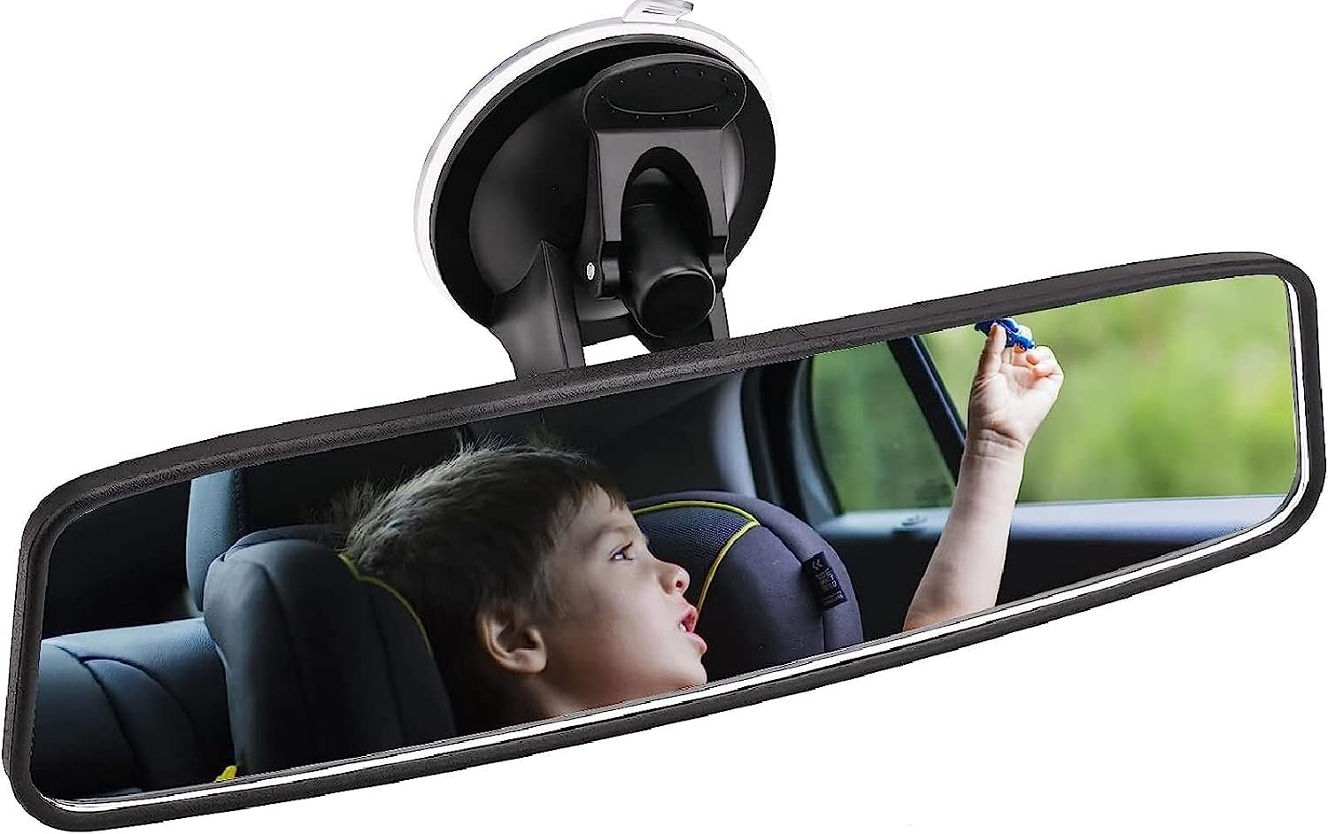 QIOON Rear View Mirror Learner Driving Instructor Examiner Mirror Car Interior Mirror Wide Angle 360° Rotating Adjustable with Suction Cup for Car SUV Trucks (240 X 65Mm)