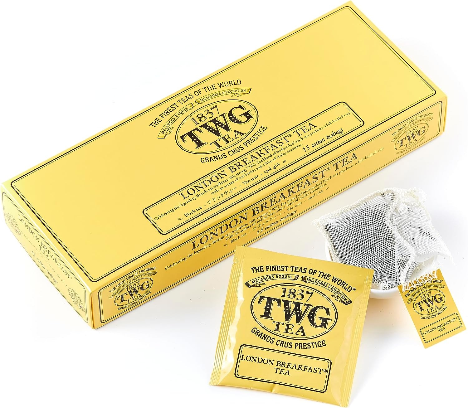 TWG Tea | London Breakfast Tea | Black Tea | Cocoa Pod | 15 Hand Sewn Cotton Tea Bags | Gift Set