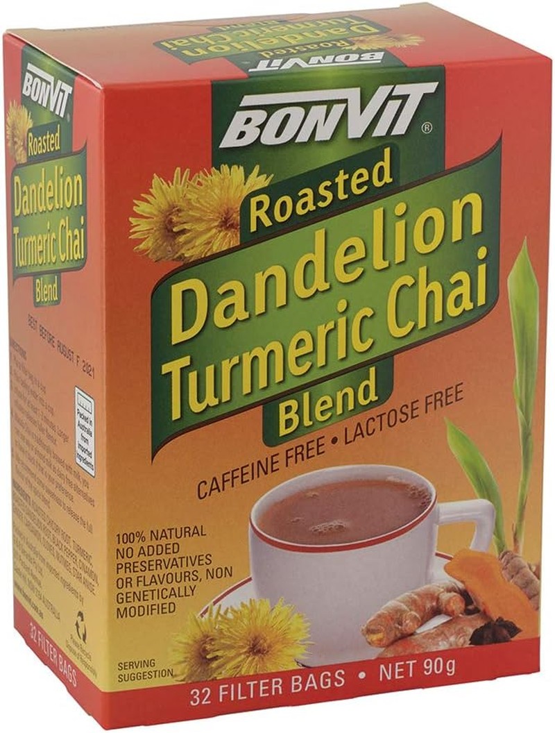 Bonvit Roasted Dandelion Turmeric Chai Blend Tea, 32 Filter Bags