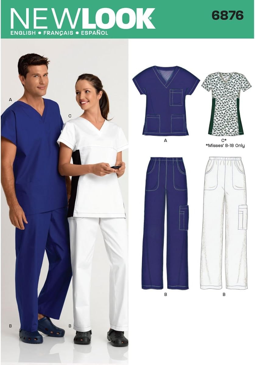 Newlook 6876 Misses’ & Men’S Sewing Pattern Scrubs, One Size