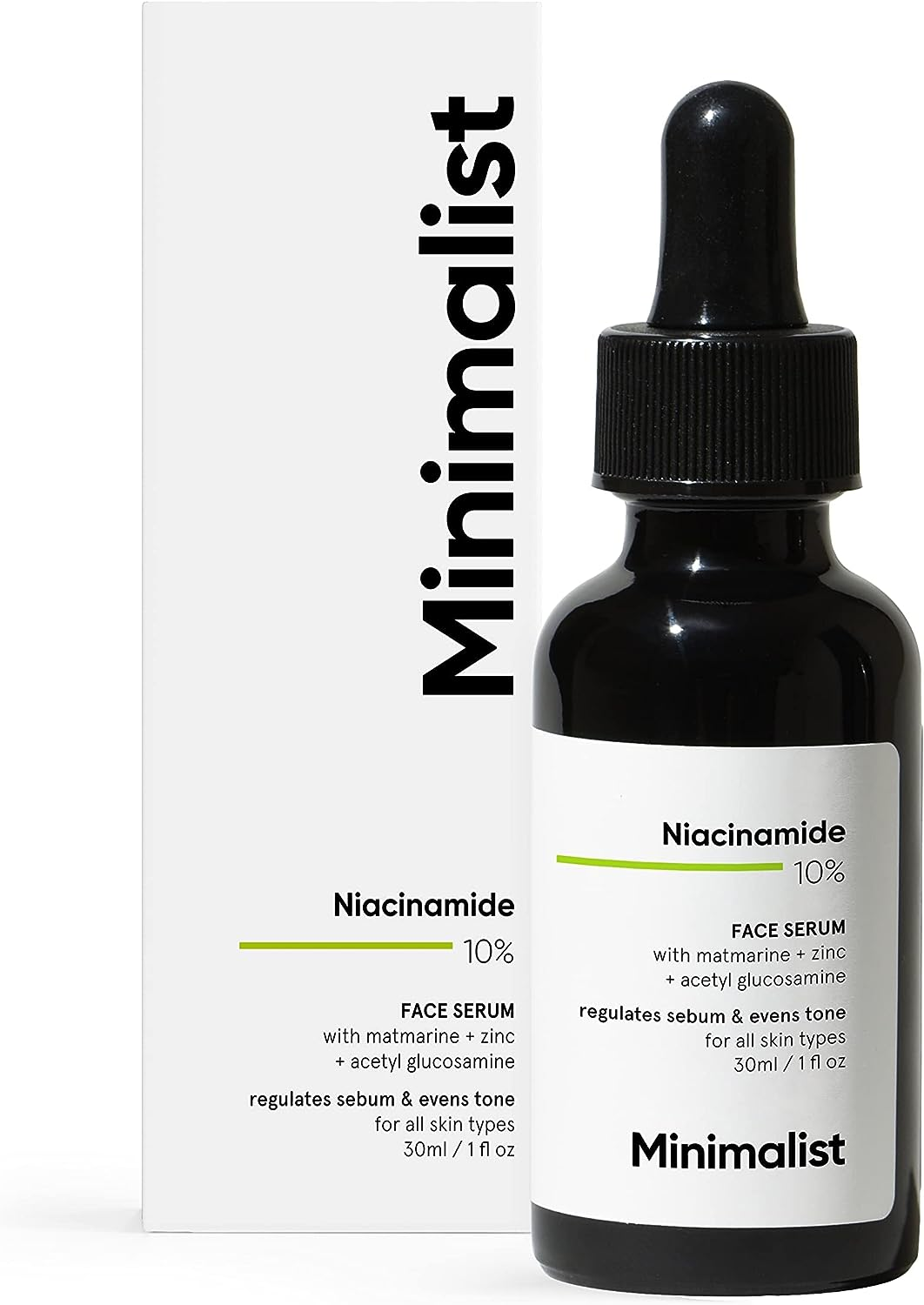 Minimalist 10% Niacinamide Face Serum for Acne Marks, Blemishes and Oil Balancing with Zinc Skin Clarifying anti Acne Serum for Oily and Acne Prone Skin 30Ml 1 Fl Oz (Pack of 1)