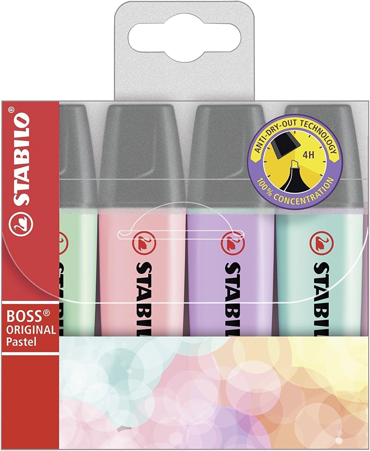 STABILO BOSS ORIGINAL Pastel Highlighter – Wallet of 4 Assorted Colours