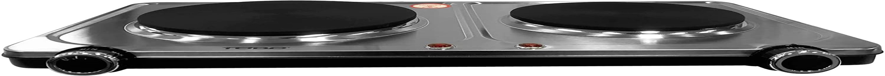 TODO 2250W Twin Hotplate Electric Cooktop Dual Plate Stainless Steel