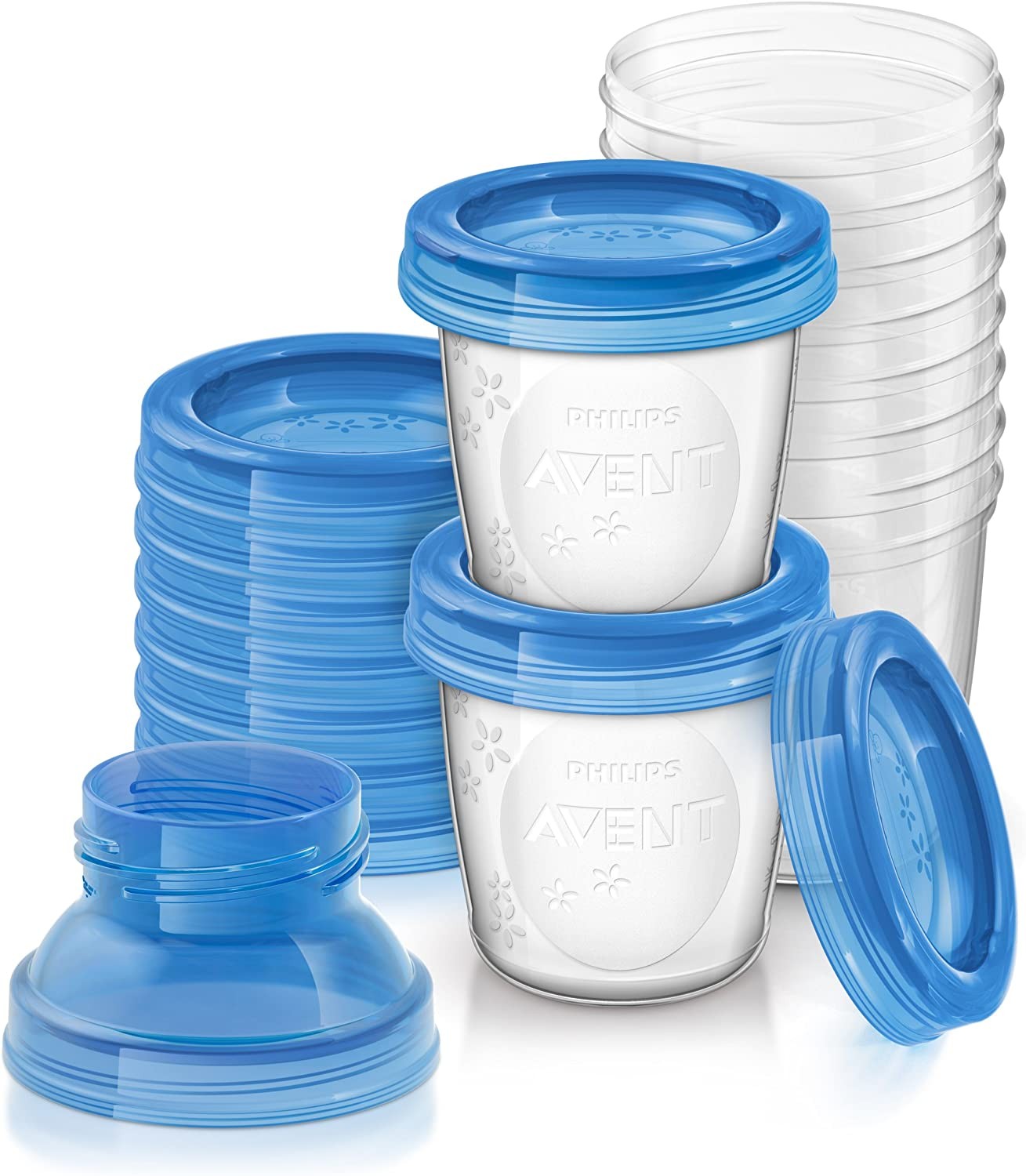 Philips Avent Breast Milk Storage Containers with Lids, 180Ml, 10-Pack, SCF618/10