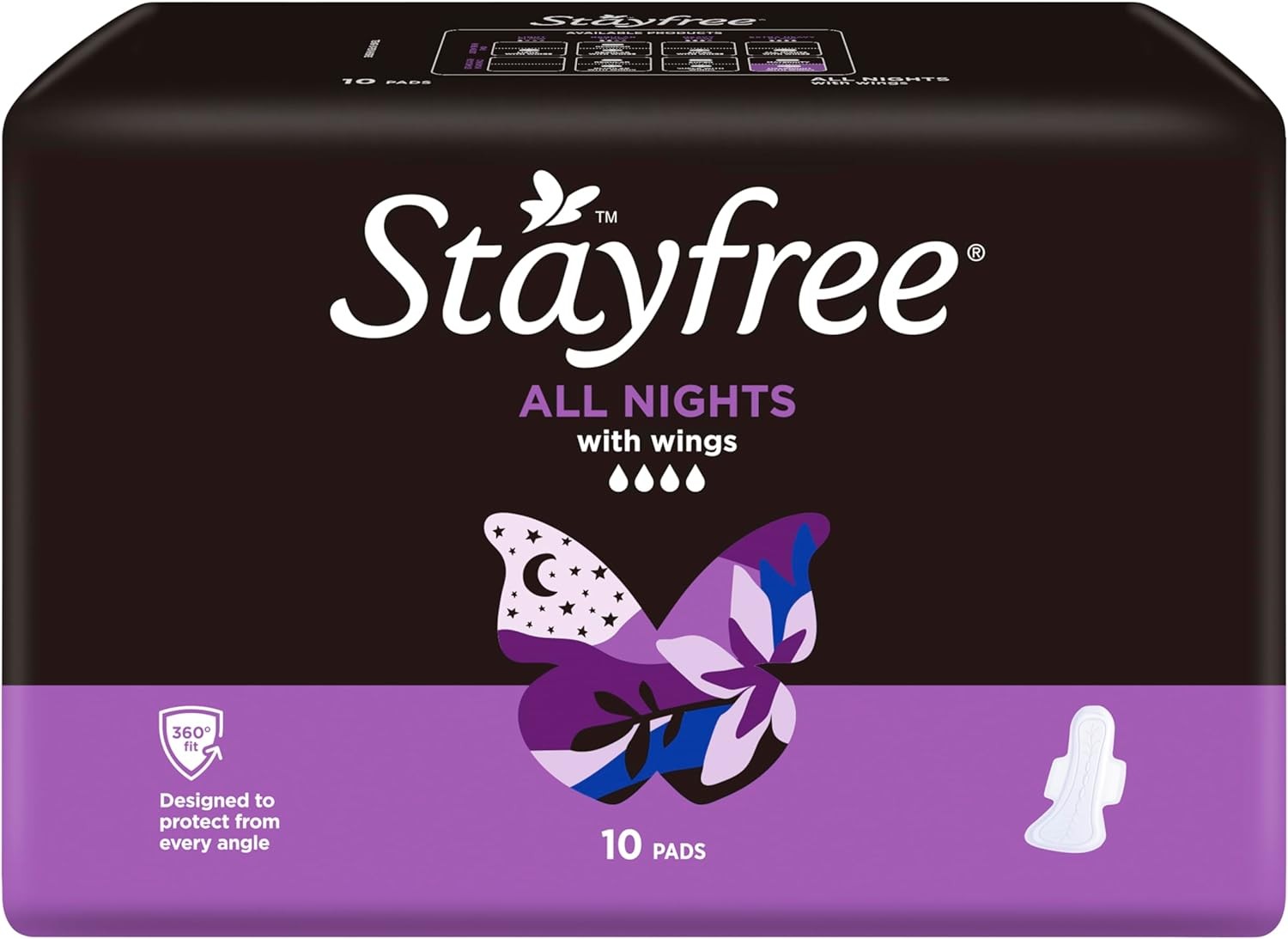 Stayfree All Nights Pads with Wings 10 Pack