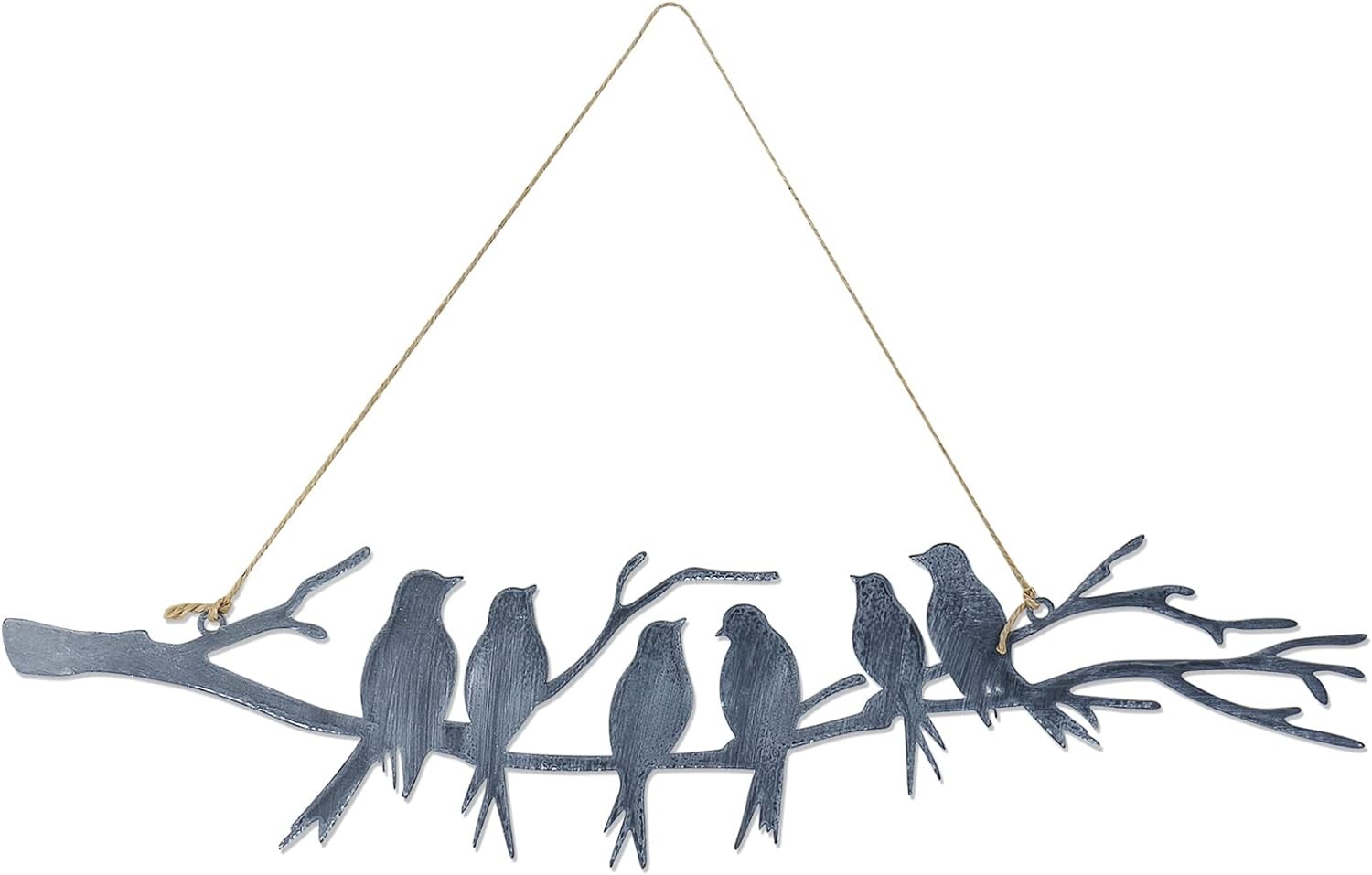 Ctpeng Metal Wall Art Decor Birds on the Branch,Blue Indoor Wall Ornament with Rope for Home,Outdoor Tree Wall Art for Gardens Backyard Balcony