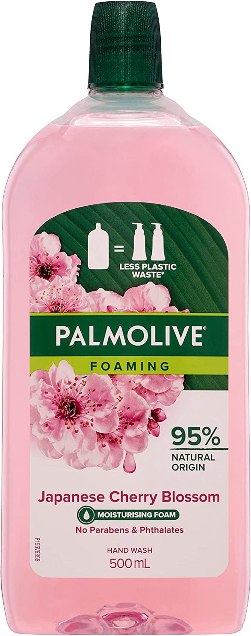 Palmolive Foaming Liquid Hand Wash Soap 500Ml, Japanese Cherry Blossom Refill and Save, No Parabens Phthalates and Alcohol, Recyclable Bottle