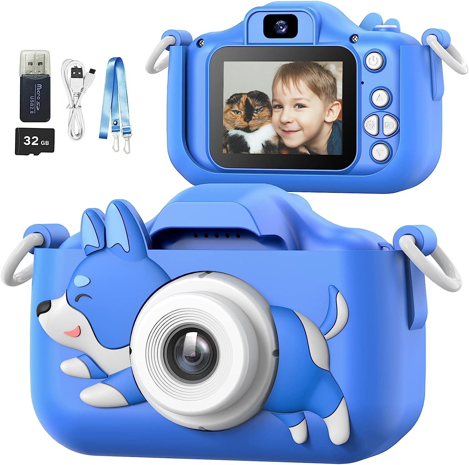 Mgaolo Kids Camera Toys for 3-12 Years Old Boys Girls Children,Portable Child Digital Video Camera with Silicone Cover, Christmas Birthday Gifts for Toddler Age 3 4 5 6 7 8 9 (Blue)