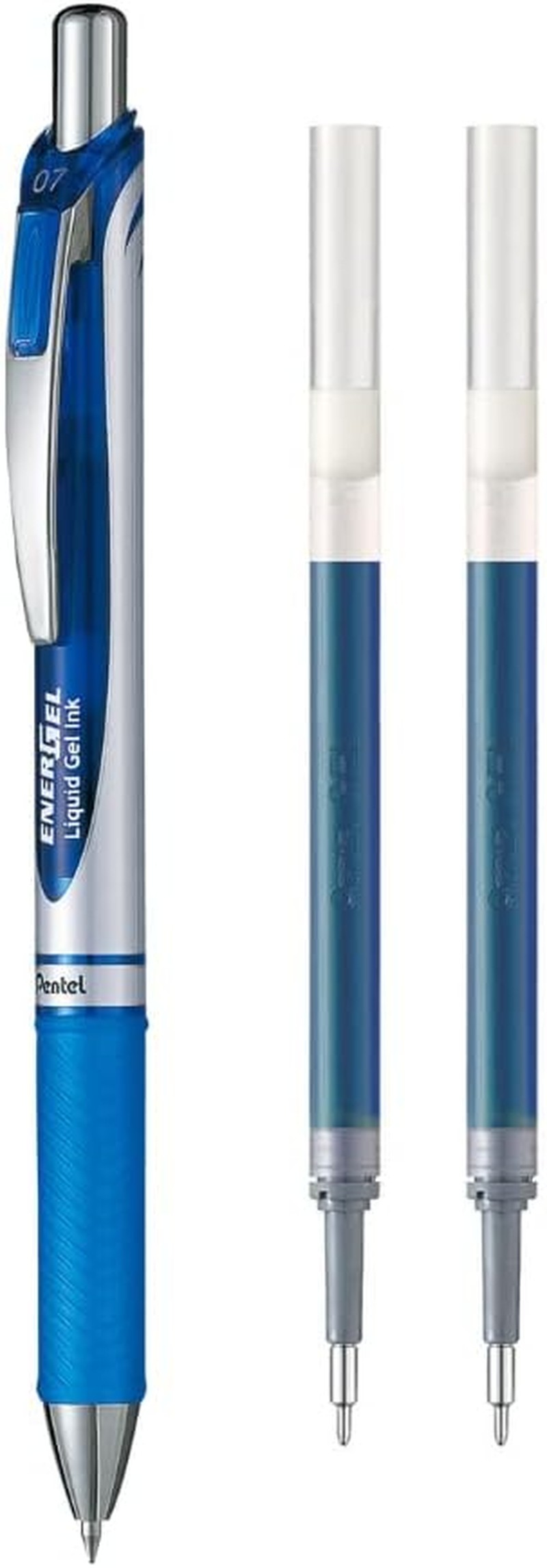 Pentel Energel Retractable Gel Pen 0.7Mm Blue Ink + 2 Blue Ink Refills (YBL77-C2R)