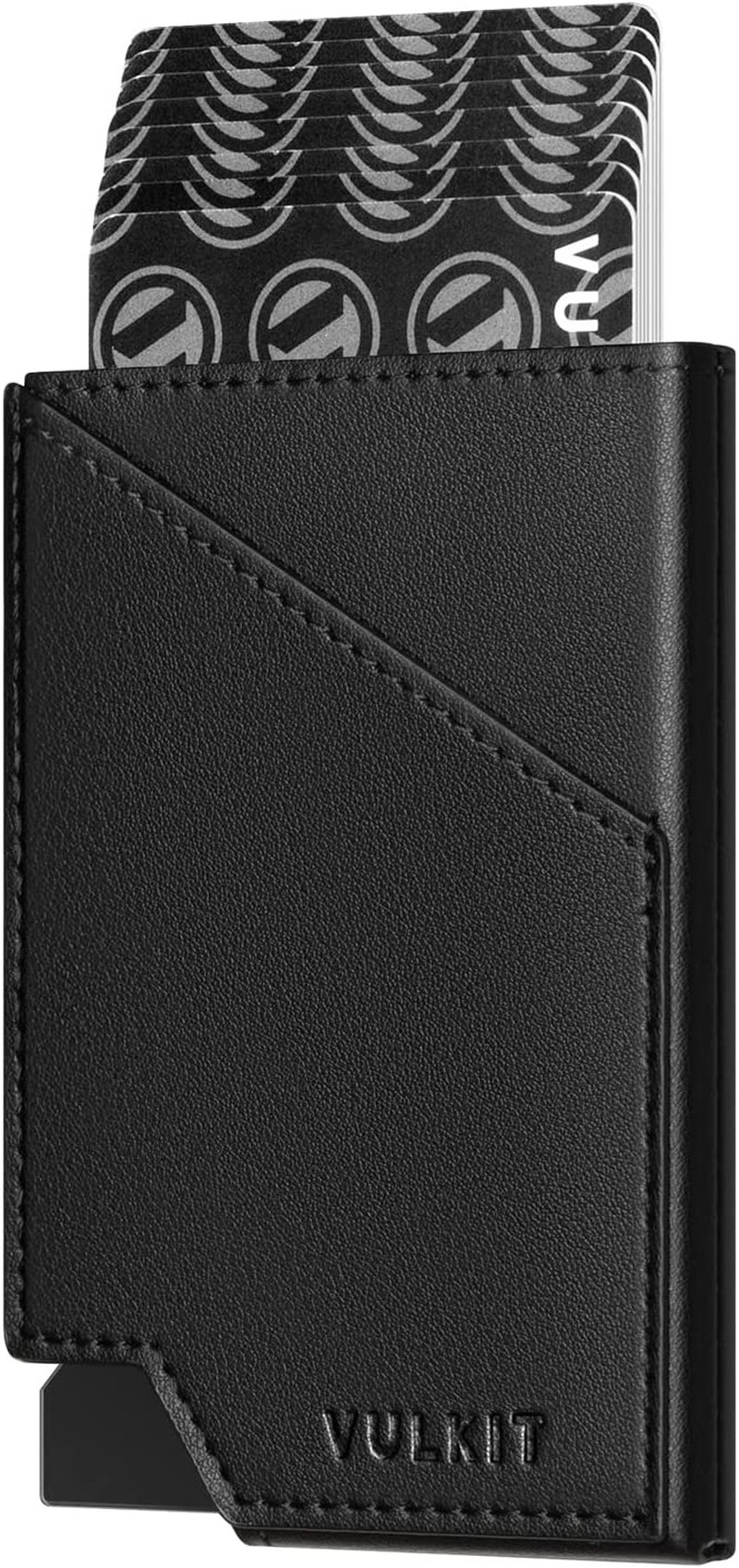 VULKIT Minimalist Slim Wallet for Men Pop up Card Holder RFID Blocking with Money Pocket for Cash & Credit Cards Black