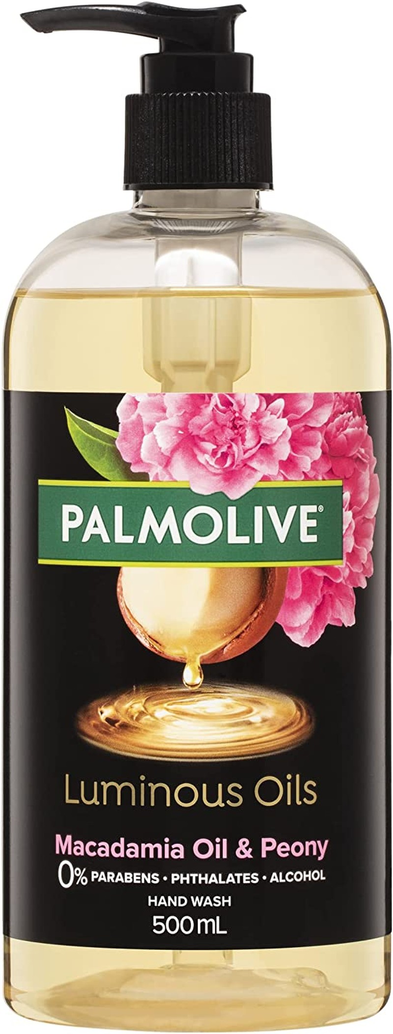 Palmolive Luminous Oils Liquid Hand Wash Soap 500Ml, Macadamia Oil with Peony Pump, No Parabens Phthalates or Alcohol