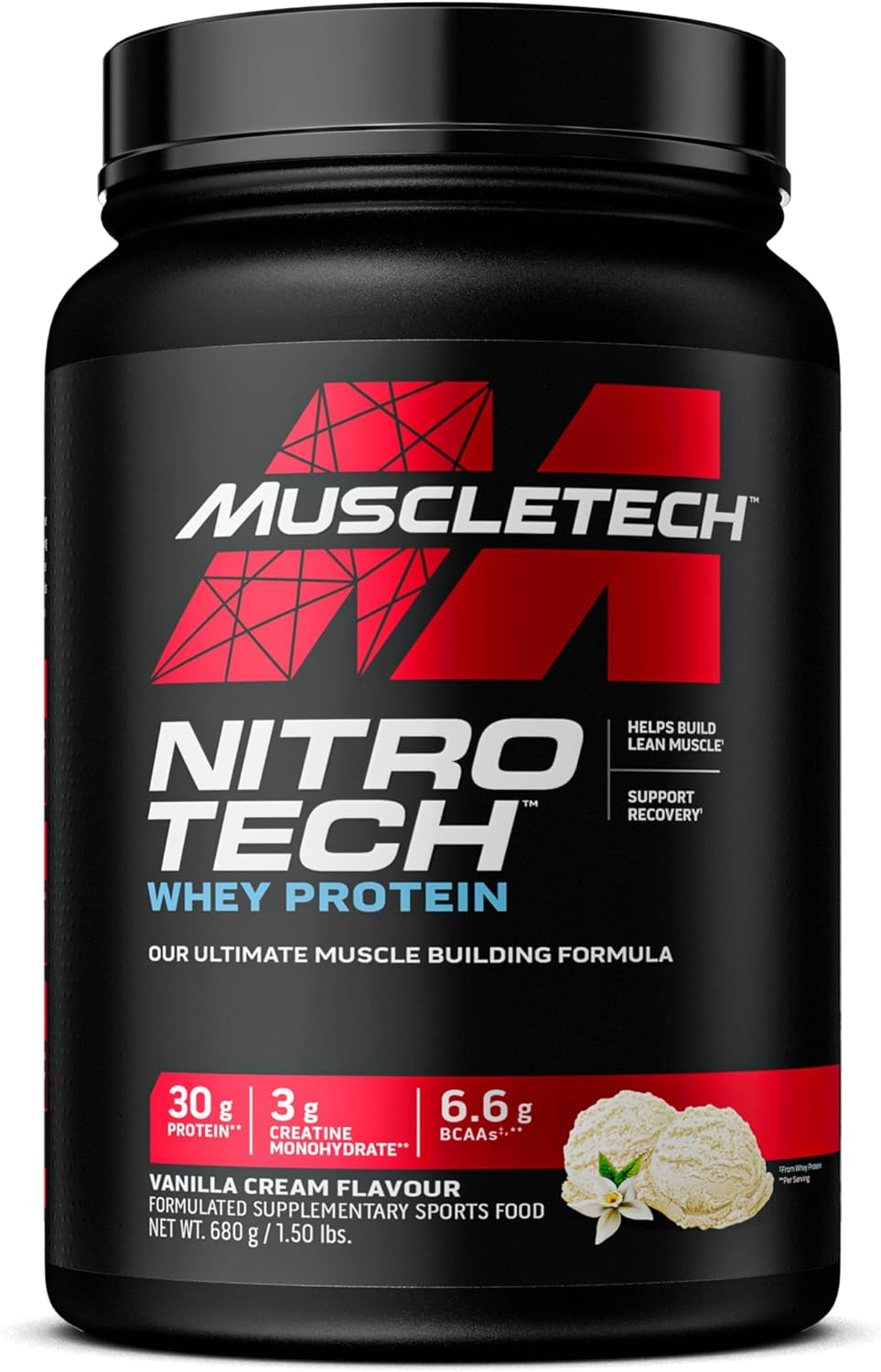 Muscletech Nitrotech Vanilla Whey Protein Powder 680 G