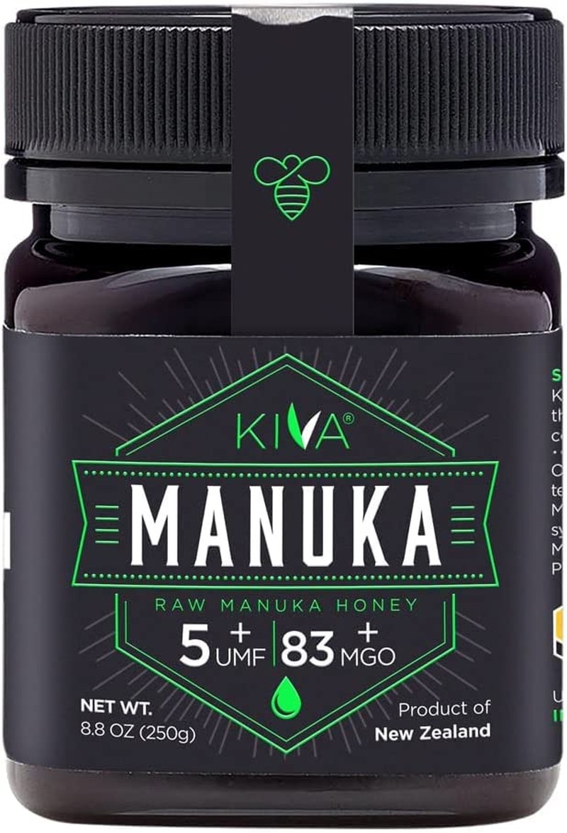 Kiva Raw Manuka Honey, Certified UMF 5+ | MGO 83+ | 100% Pure Genuine New Zealand (8.8 Oz/250G Bottle) | Non-Gmo | No Antibiotics | Traceable | UMF & MGO Certified