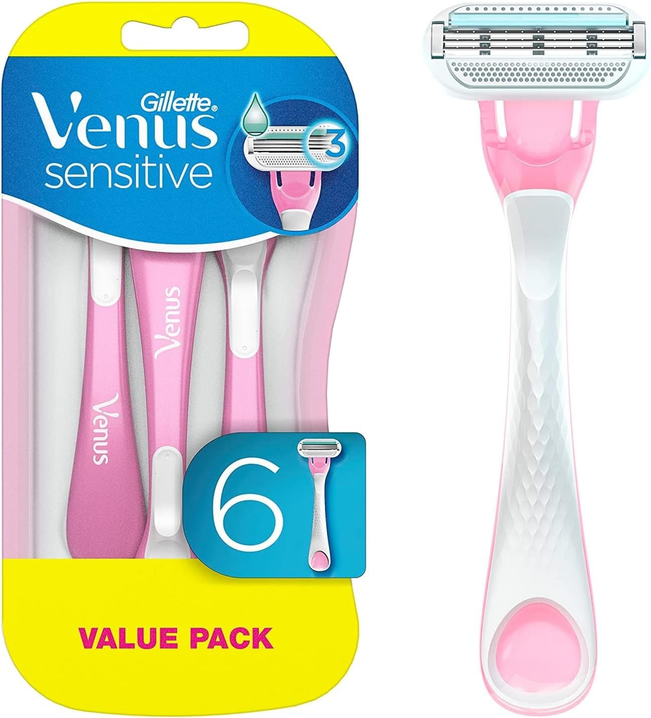 Gillette Venus Sensitive Women’S Disposable Razors, 6 Count