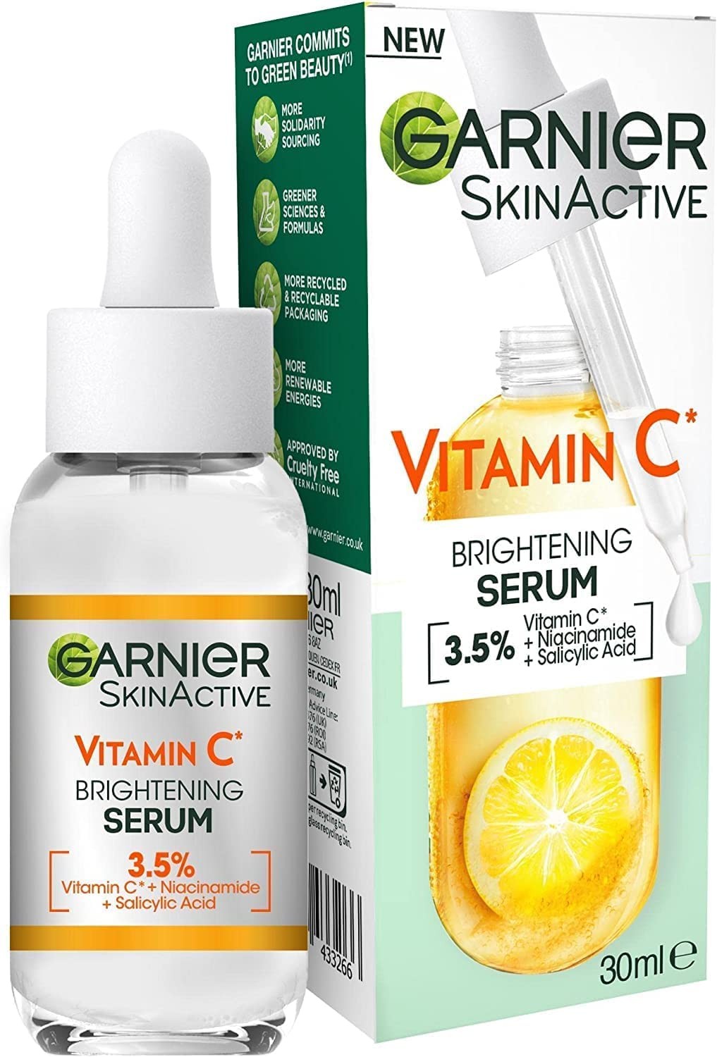 Garnier Skin Active, Face Serum, Brightening & Anti-Dark Spots, 3.5% Vitamin C, 30 Ml