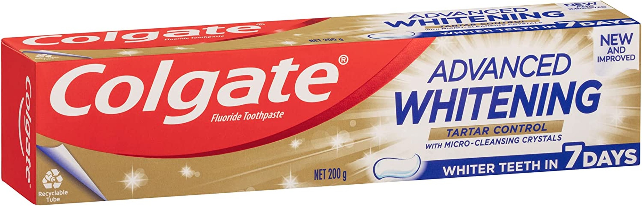 Colgate Advanced Whitening Tartar Control Toothpaste, 200G, with Micro-Cleansing Crystals