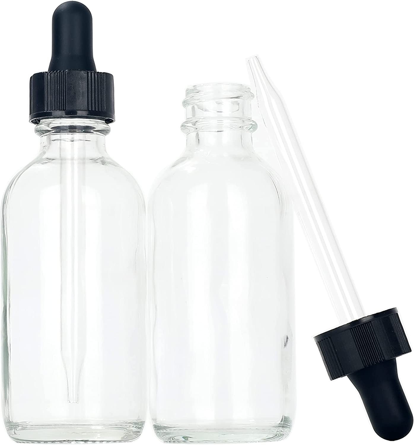 Magic Season Boston round Glass Bottles (Transparent / 60 Ml with Droppers / 2 Pcs)