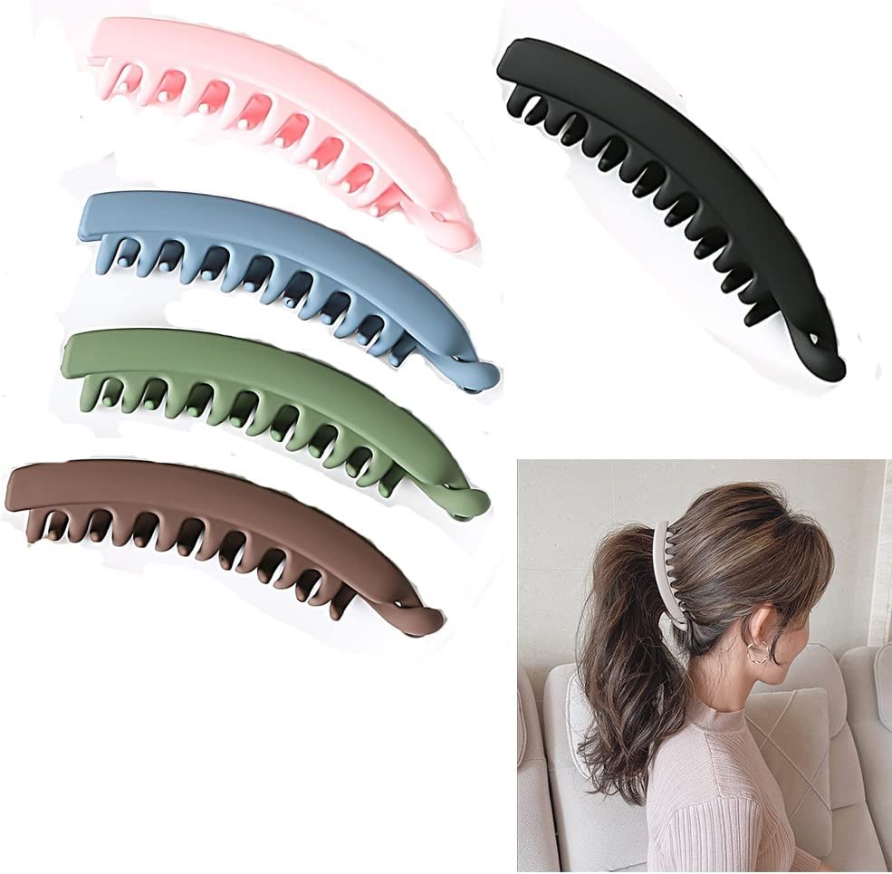 Banana Hair Clip for Women Girls Large Banana Clips Hair for Thick Fine Hair Non Slip Banana Barrett Hair Banana Clip for Women Curly Thick Fish Hair Accessories 5 Pack