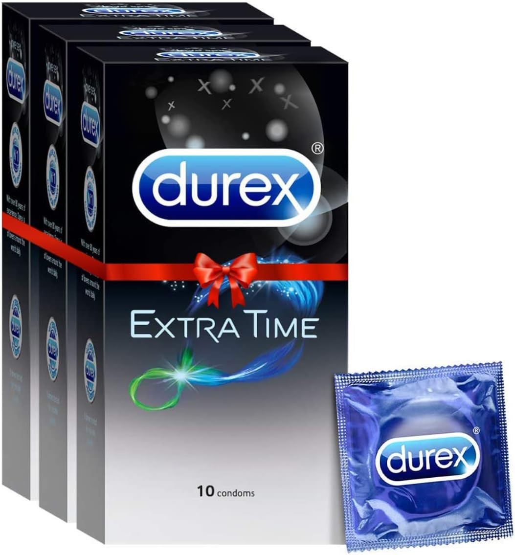 Durex Condoms – Extra Time for Extended Pleasure (10 Count – Pack of 3, Total 30)