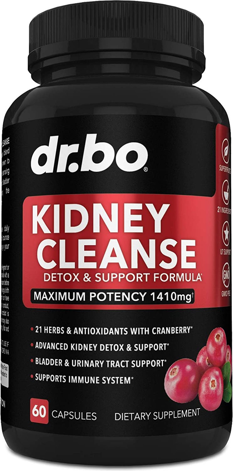 Kidney Cleanse Detox Support Supplement – Natural Cranberry, Juniper Berries, Buchu & Uva Ursi Extract to Help Repair Kidneys, Bladder Control & Urinary Tract Health – Herbal Renal Blend Formula Pills