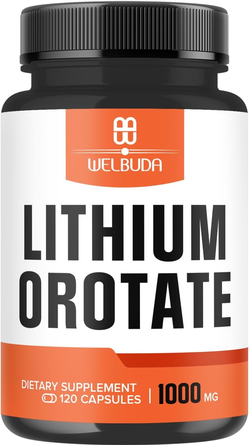 Lithium Orotate Supplement 1000Mg – 120 Capsules for 2 Months – High Concentrated with Ginkgo Biloba Leaf, Rhodiola Rosea Root – Support for Relaxed Mood, Brain Health & Strength Production