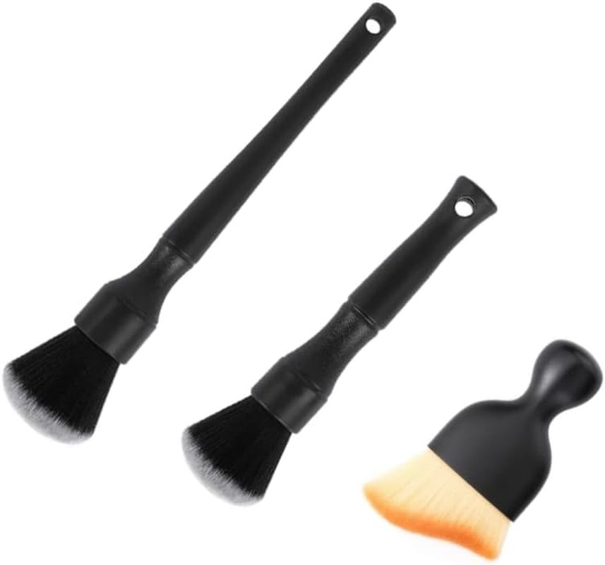 Naisfei 3 PCS Car Detail Brush, Car Detailing Brush, Interior Auto Brush Set for Cleaning Ventsengine Engine,Compartment, Leather, Exterior, Skylight, Cup Holders,Wheels