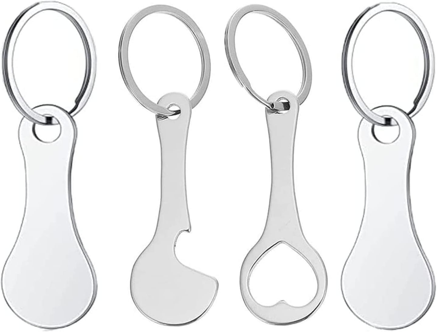 Paifeancodill 4 Pcs Shopping Trolley Token Key Ring, Aluminum Alloy Key Ring, Shopping Trolley Remover Metal Bottle Opener Key Ring Shopping Cart Supermarket Convenience Store Shopping Unlock Trolley