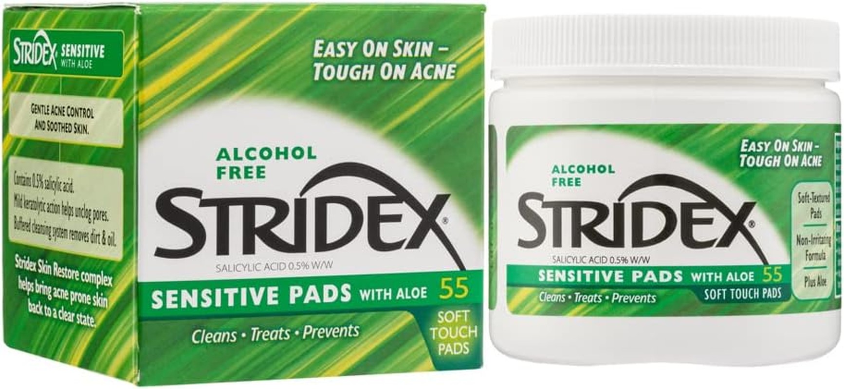 Stridex Daily Care Acne Pads with Aloe Sensitive Skin – 55 Ct