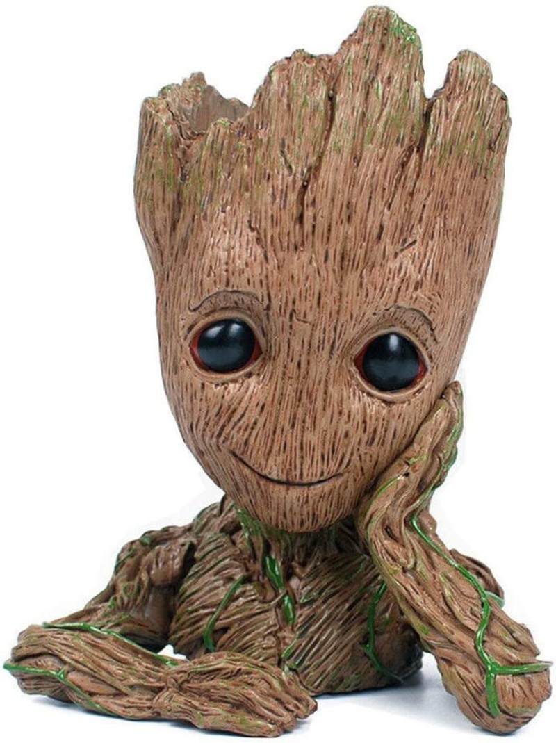 Baby Groot Flowerpot the Guardians of Galaxy Flower Pot Cute Baby Action Figures Model Toy Pen Pencil Holder PVC Plant Holder