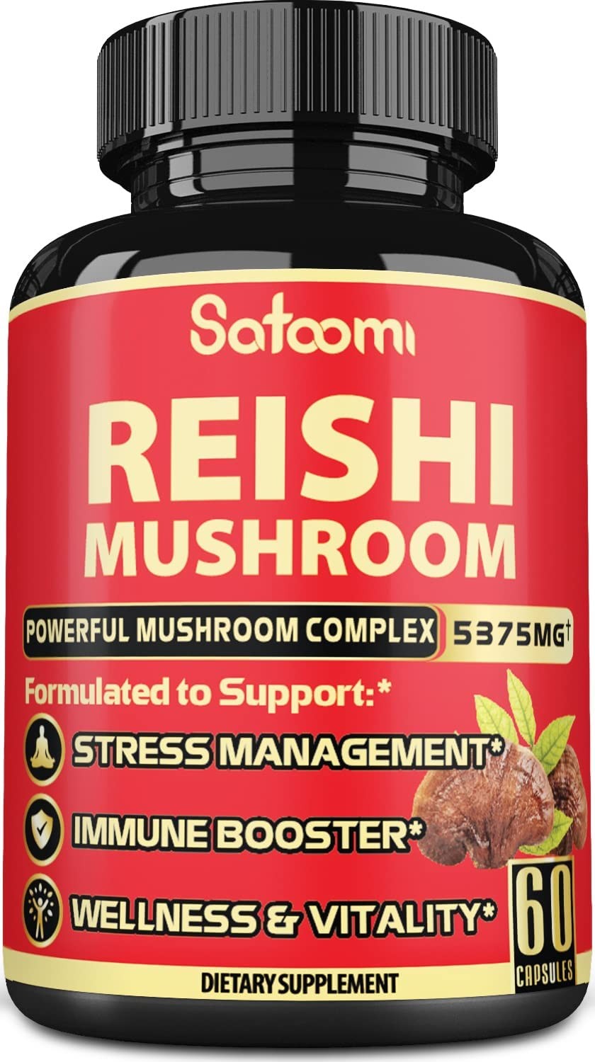 Reishi Mushroom Extract Capsules 5375Mg – 6 Natural Ingredients with 60 Vegan Capsules for 2 Months – Stress Response & Immune Support & Defense by Double Wood Supplements.*