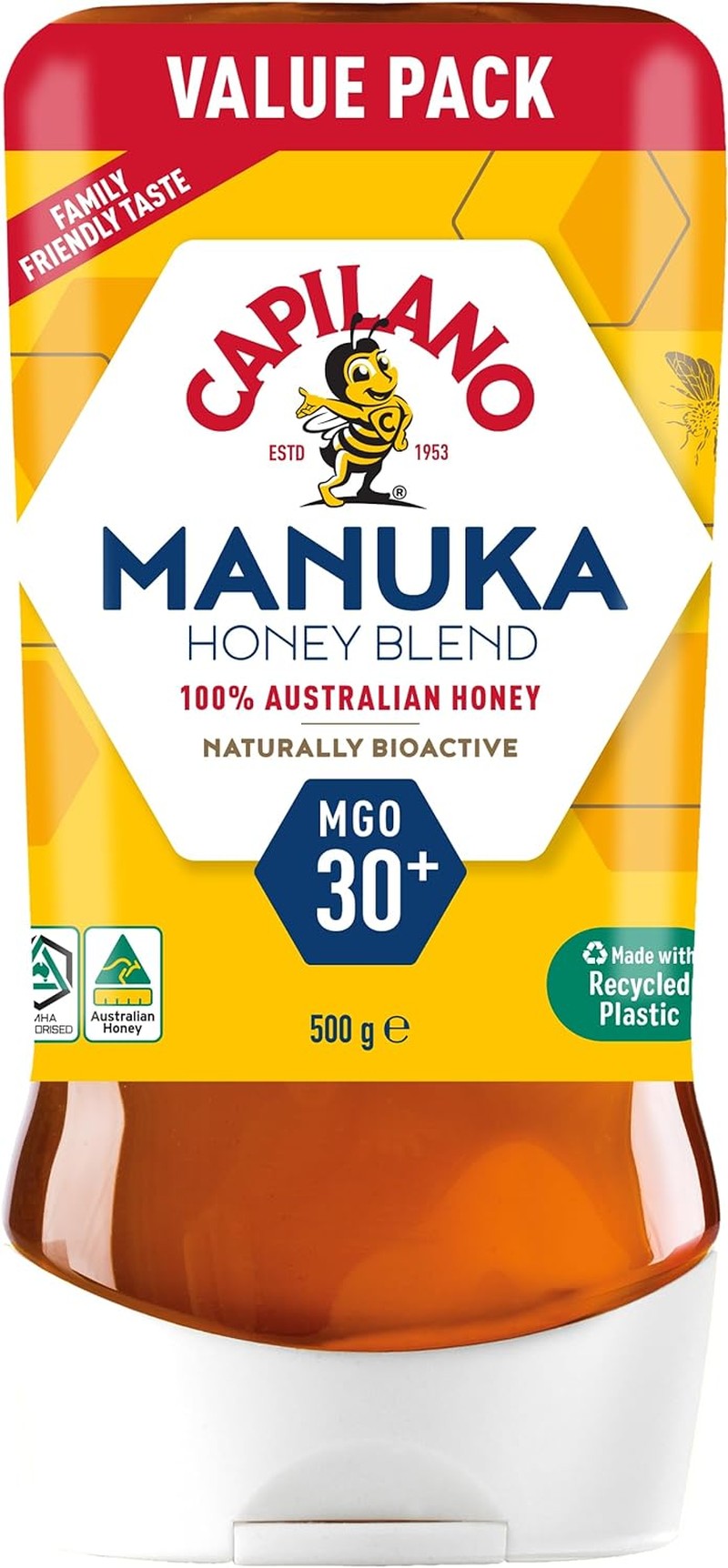 Capilano Active Manuka Honey, 100% Pure Australian Honey, Premium Honey, MGO30+, 500G