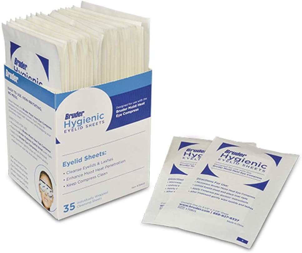 Bruder Hygienic Eyelid Cleansing Sheets Micro Fine Individually Wrapped Untreated Sheets 35 Count Box