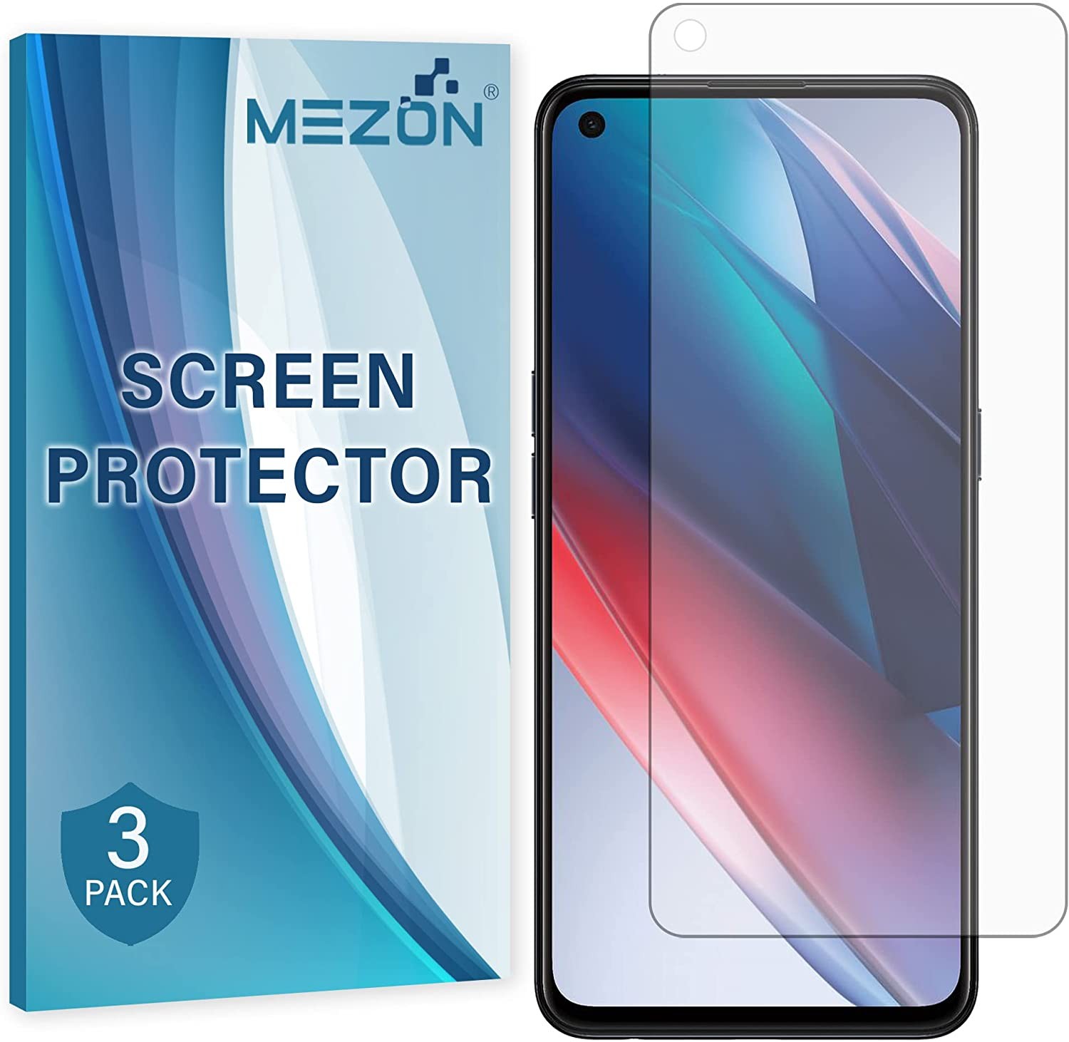 [3 Pack] MEZON Anti-Glare Matte Screen Protector Film for OPPO Find X3 Lite – Case Friendly, Shock Absorption (OPPO Find X3 Lite, Matte)