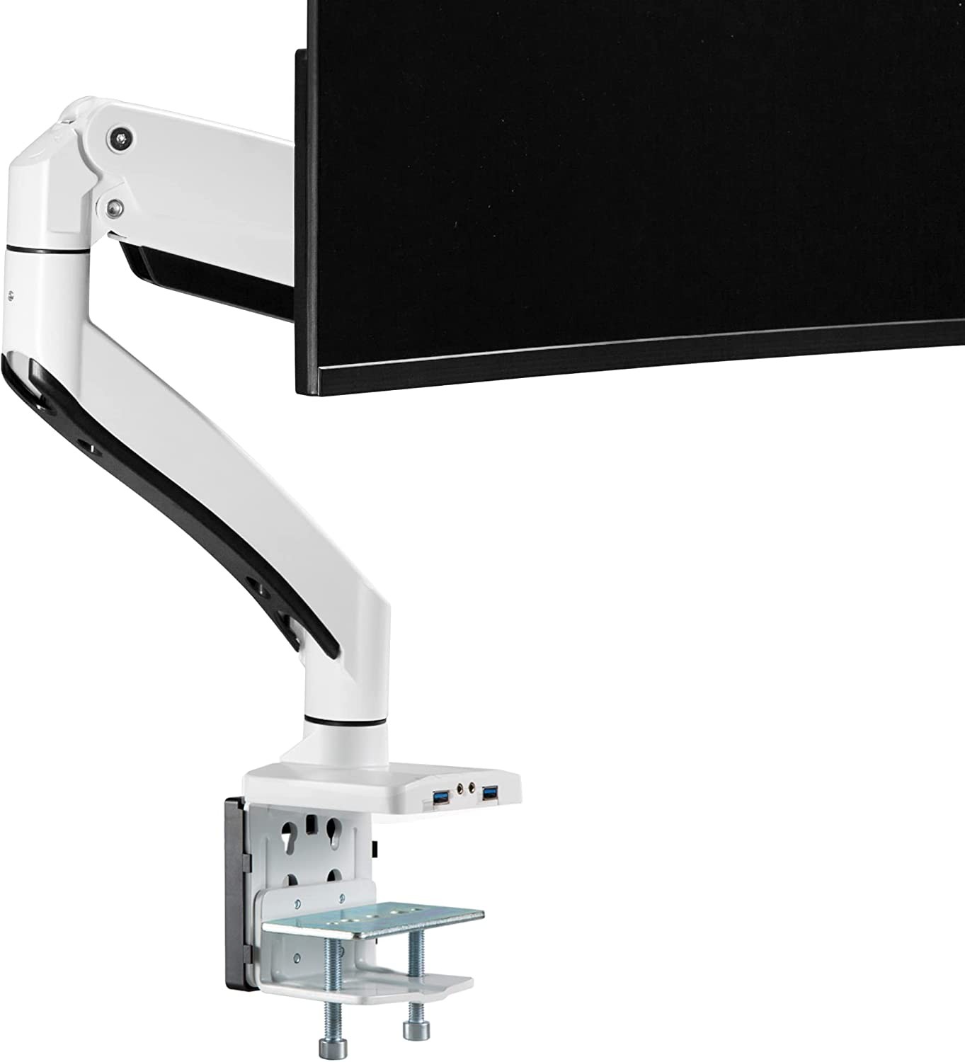 AVLT Halloween Single 13″-43″ Monitor Arm Desk Mount Fits One Flat/Curved/Ultrawide Monitor Full Motion Height Swivel Tilt Rotation Adjustable Monitor Arm with Vesa/C-Clamp/Grommet (White)