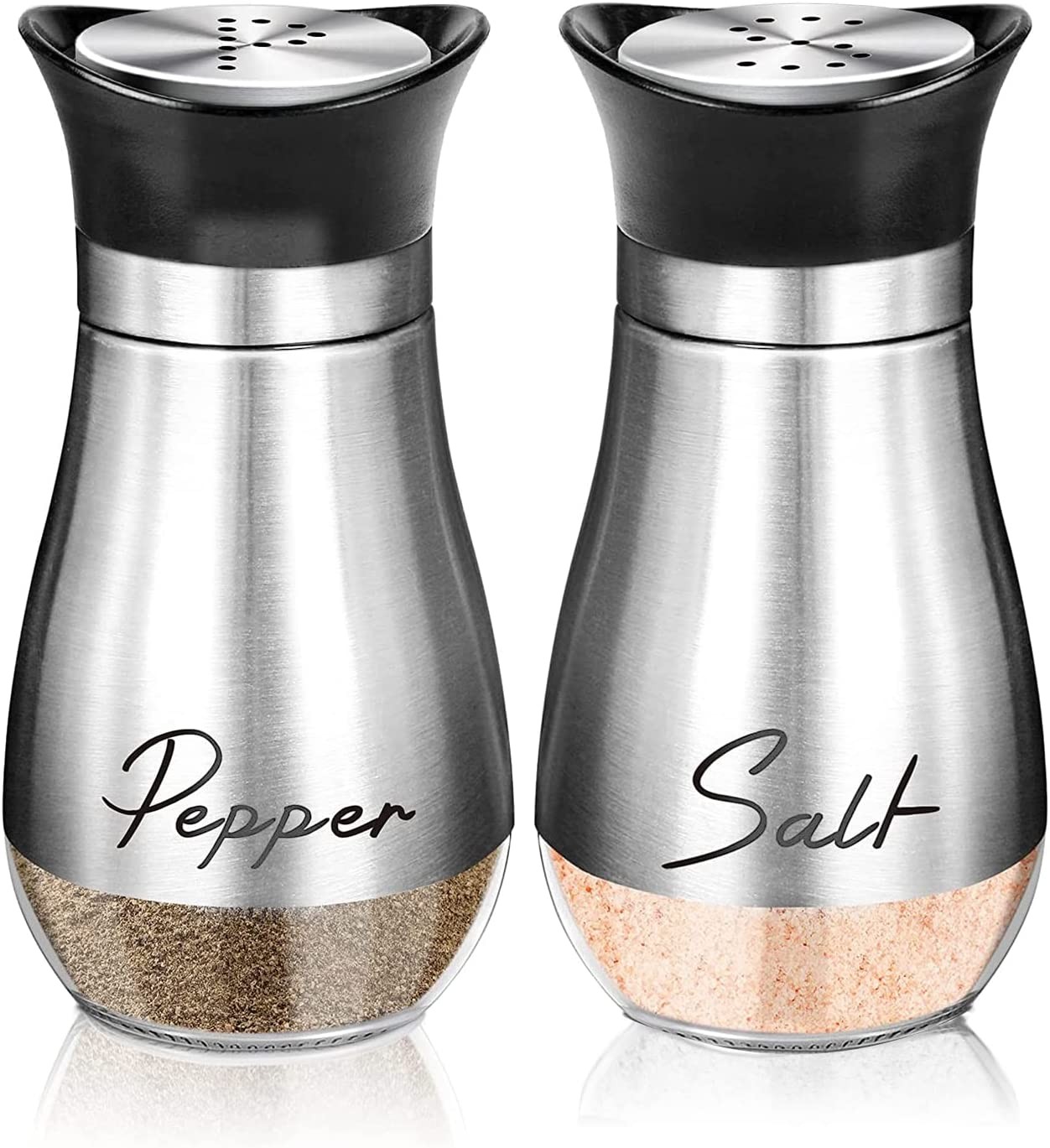 Salt and Pepper Shakers Set,2 PCS Premium Stainless Steel Salt and Pepper Shakers Set