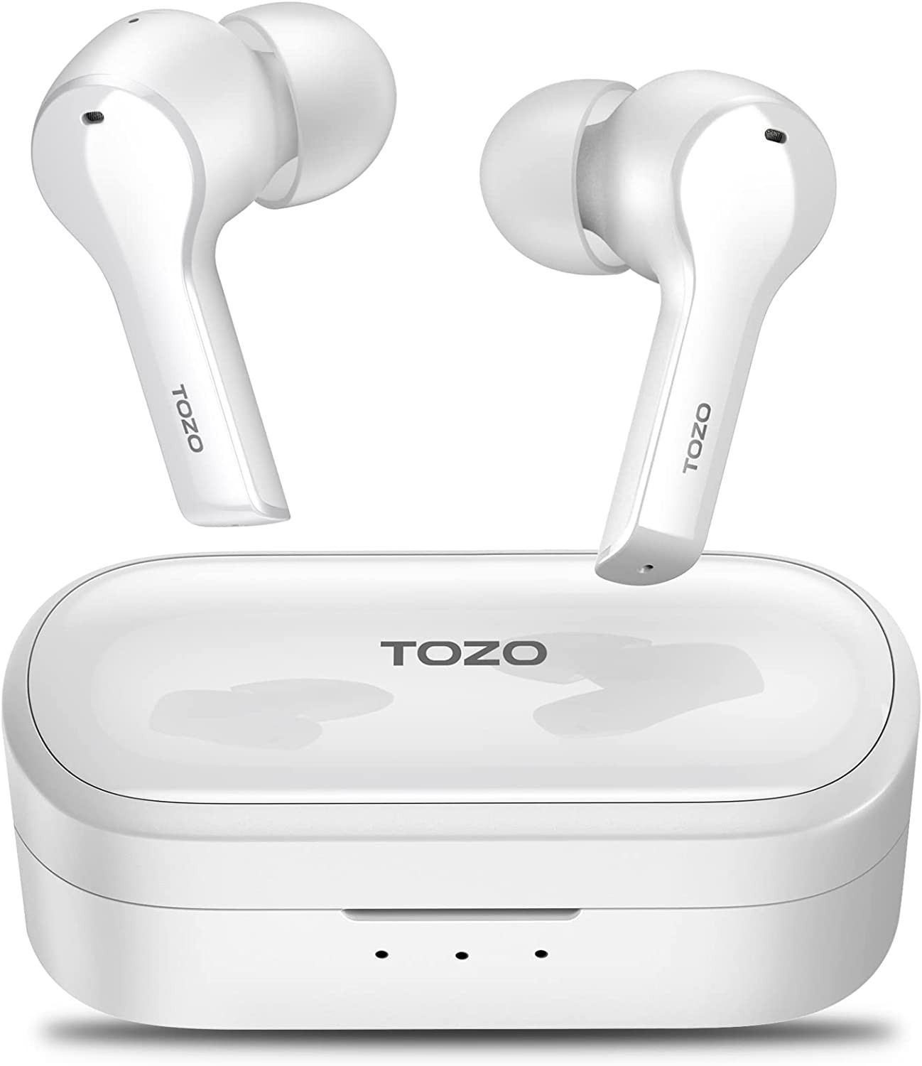 TOZO T9 True Wireless Earbuds Environmental Noise Cancellation 4 Mic Call Noise Cancelling Headphones and Deep Bass Bluetooth 5.3 Light Weight Wireless Charging Case IPX7 Waterproof Built-In Mic White