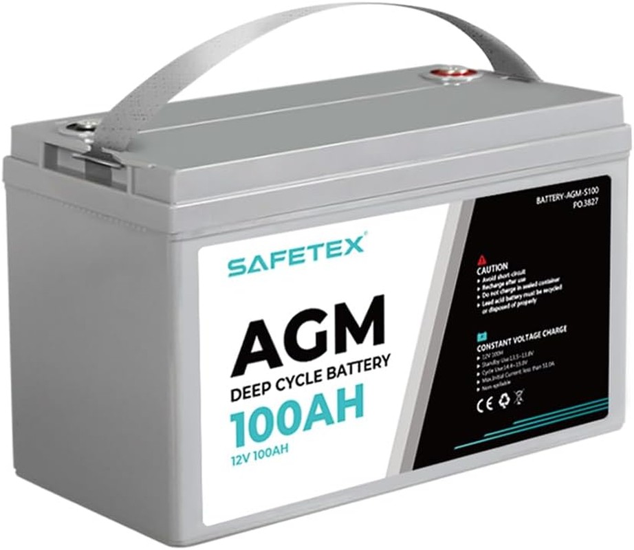 Safetex 12V 100Ah AGM Deep Cycle Lead Acid SLA Battery Solar Caravan Camping Maintenance Free