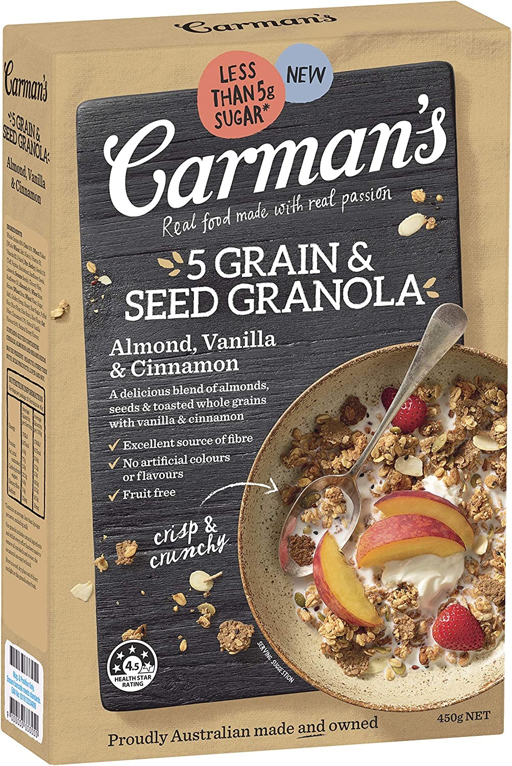 Carman’S 5 Grain Almond, Honey & Cinnamon Granola, 450 G