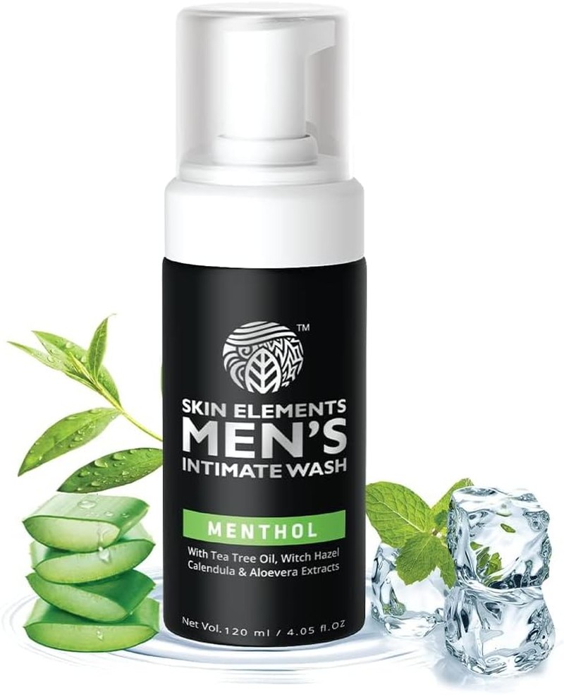 Skin Elements Intimate Wash for Men with Menthol | Ph Balanced Foaming Hygiene Wash | Prevents Itching, Irritation & Bad Odor | 120 Ml