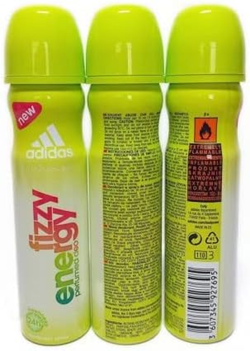 Adidas Fizzy Energy Womens 24H Perfumed Deodorant Body Spray, 75 Ml