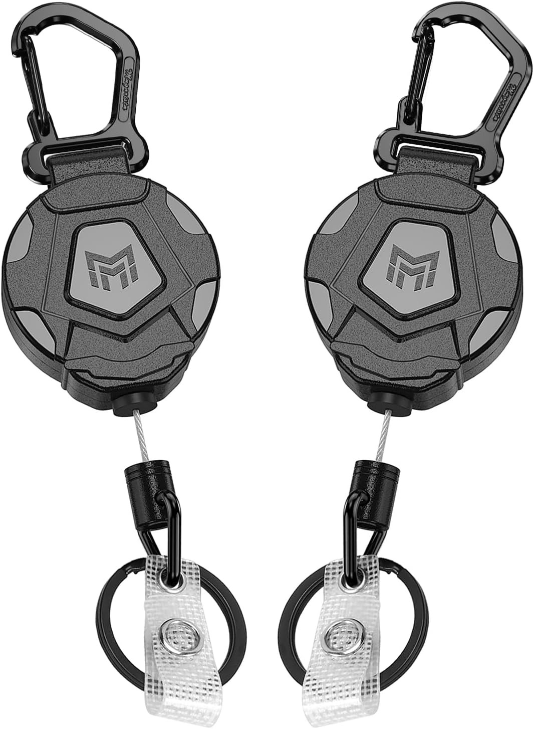 MNGARISTA 2-Pack Retractable Keychain, Heavy Duty Carabiner Badge Holder, Tactical ID Badge Reel with 31.5” Steel Retractable Cord, 8.0 Oz