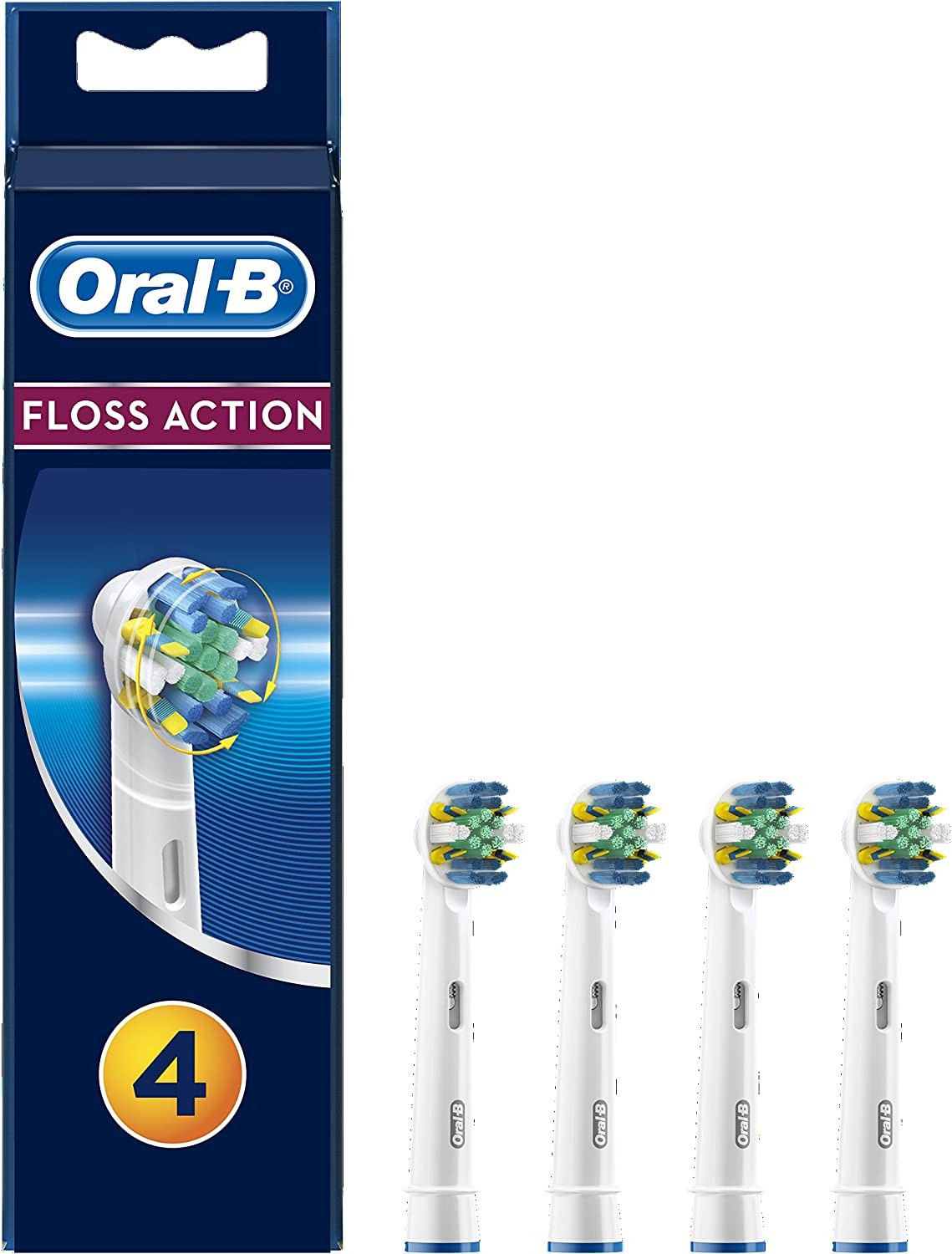 Oral-B Floss Action Electric Toothbrush Replacement Brush Heads, 4 Pack