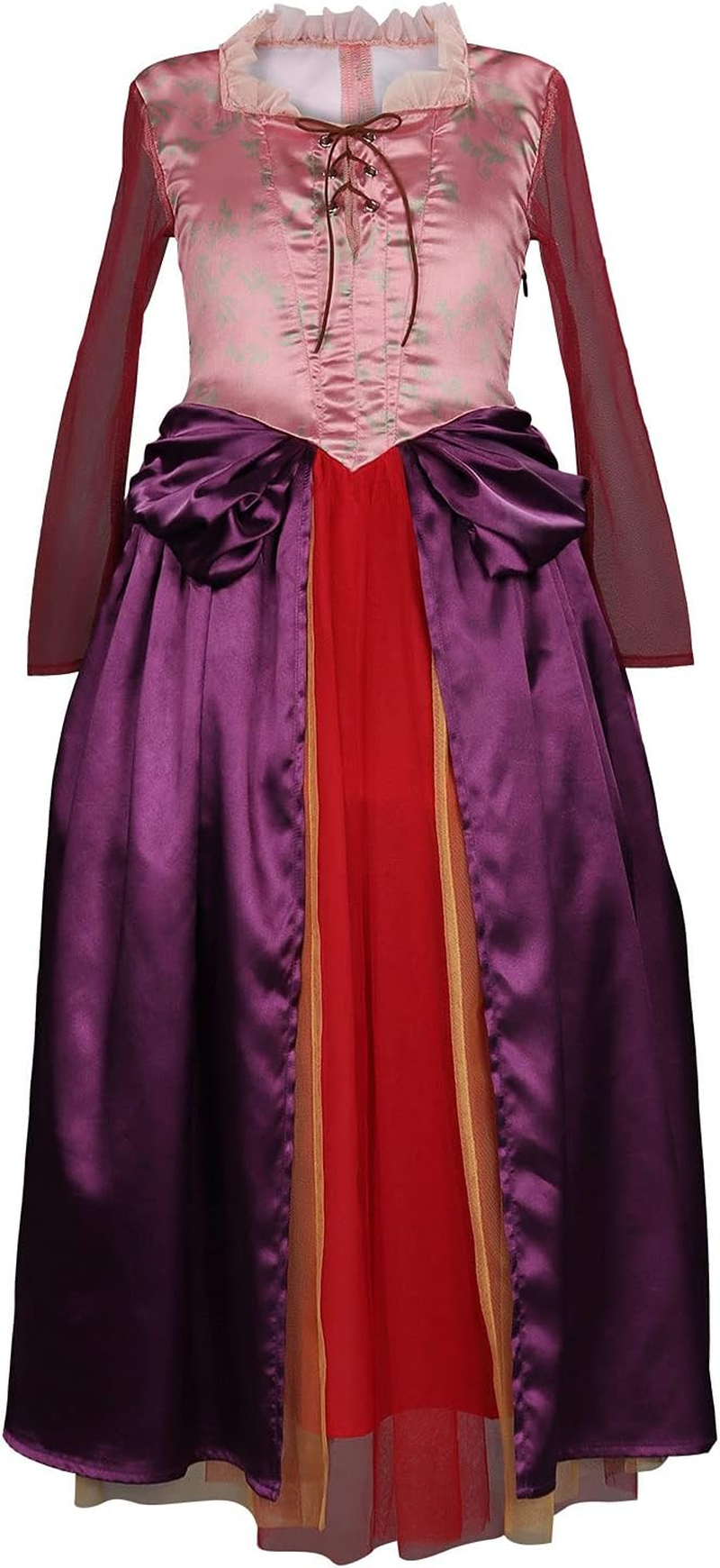 Kids Girls Mary Sanderson/Sarah/Winifred Sanderson Costume Dress Halloween Witch Cosplay Outfit Dress up for Child